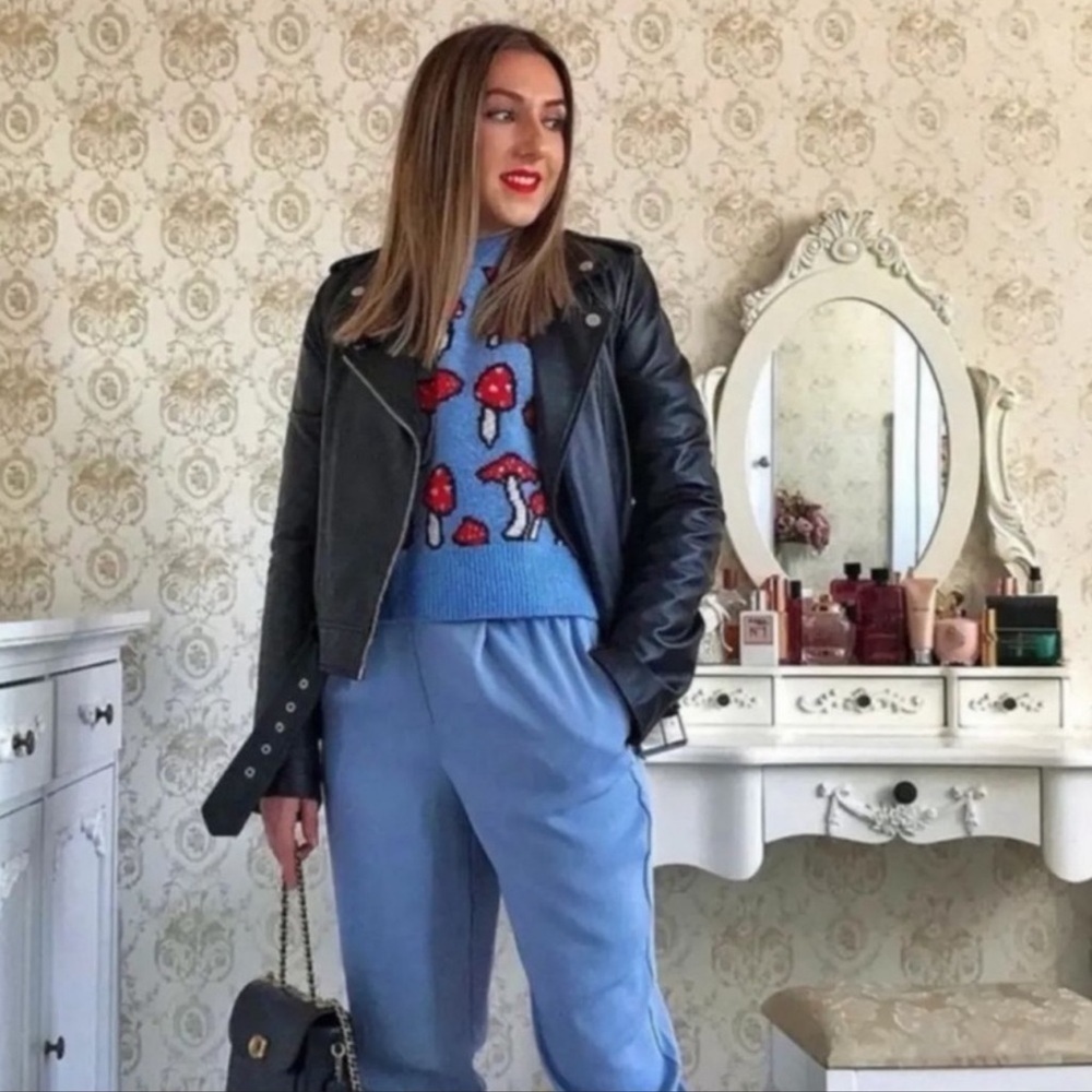 Zara Blogger's Favorite Knit Mushroom Long Sleeve Crew Neck Novelty Sweater - Picture 11 of 16